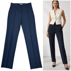 Maje Wool Blend Tailored Pants Size US 2 EU 34 Pinstripe High Rise Straight Leg